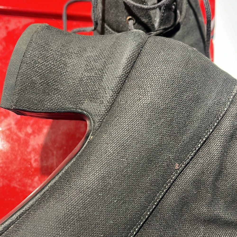 Black hand dyed canvas booties - Picture 3 of 11